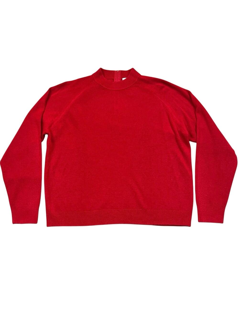 Designers Originals Red Orlon Acrylic Sweater Vintage 90s Crewneck Raglan - XL